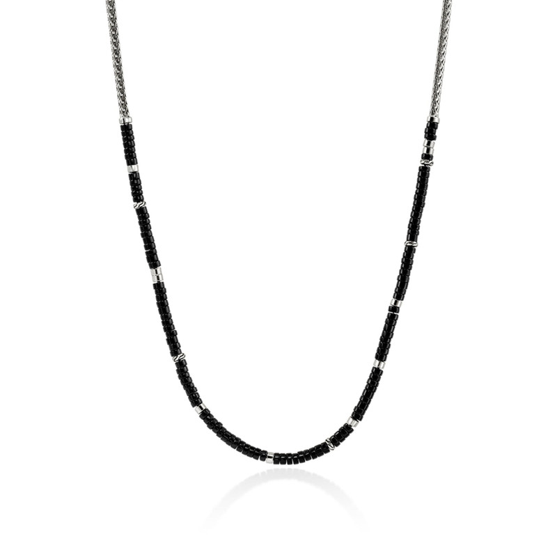 Heishi Chain Necklace, Sterling Silver, Hardstones 1
