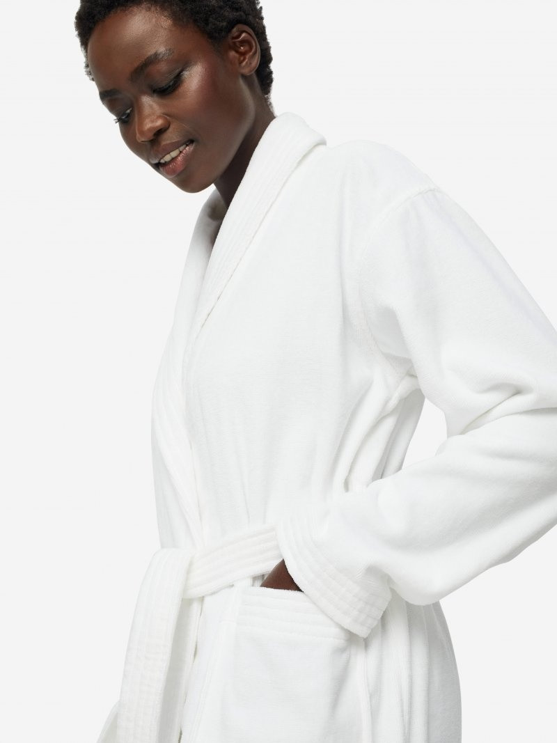 Derek Rose Women's Bathrobe Triton 10 Terry Cotton White outlook