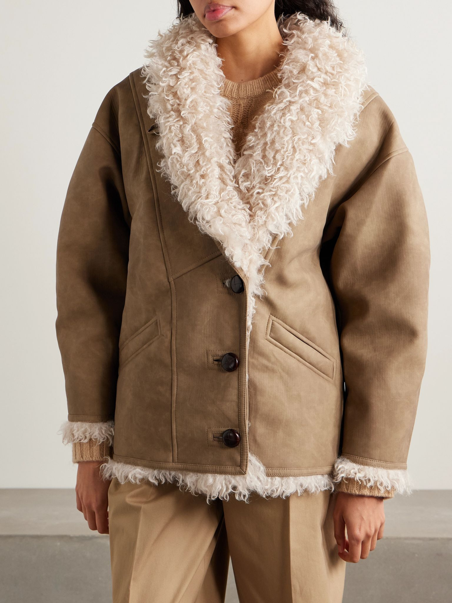 Clea fleece coat Taupe - 3