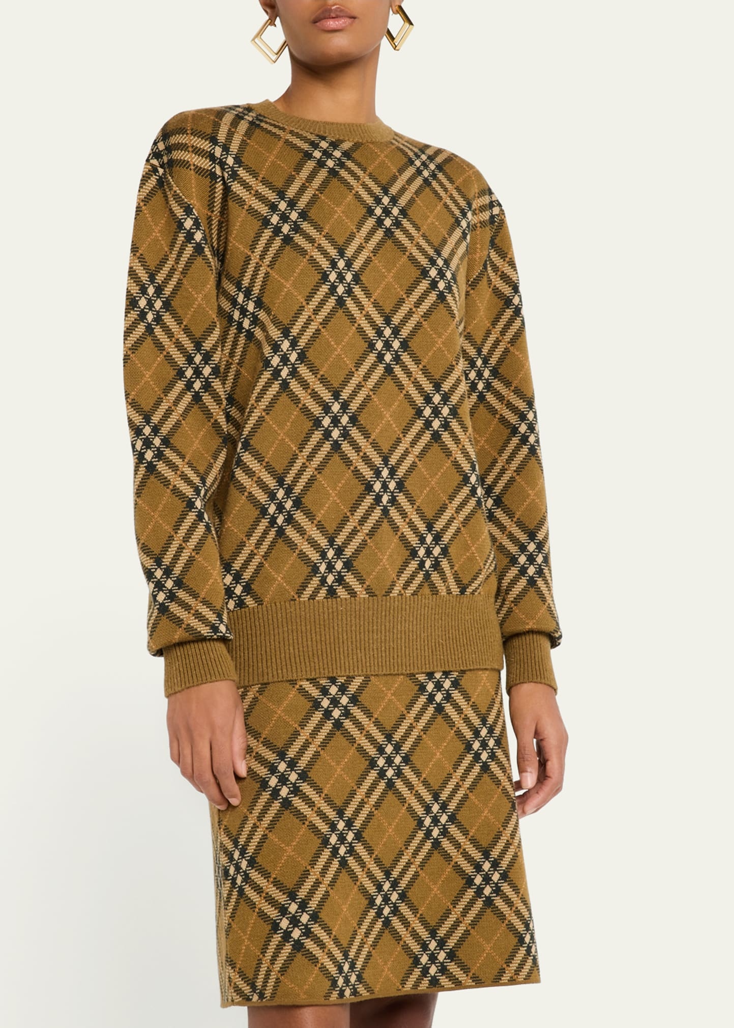 Wool Check Crewneck Sweater - 4