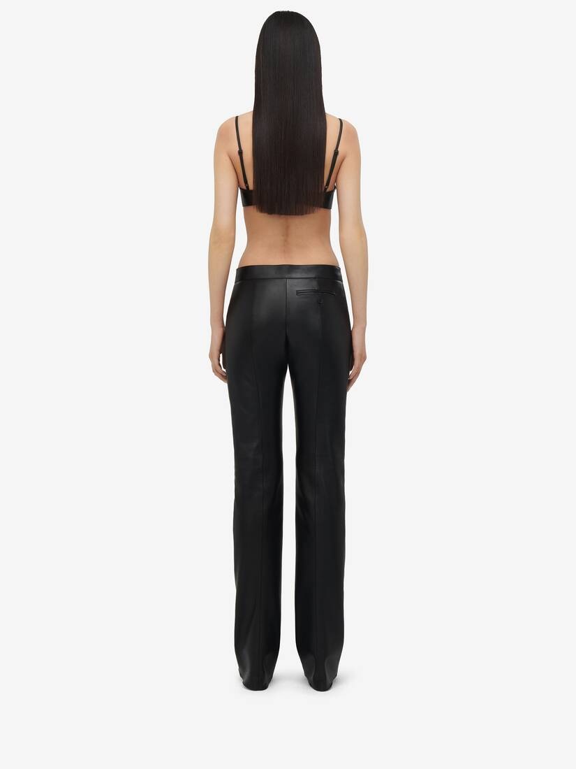 Women's Low-waisted Cigarette Trousers in Black - 4