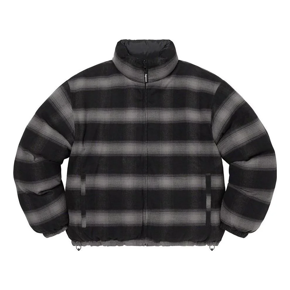 Supreme Flannel Reversible Puffer Jacket '블랙 그레이'SUP-FW22-703 - 1