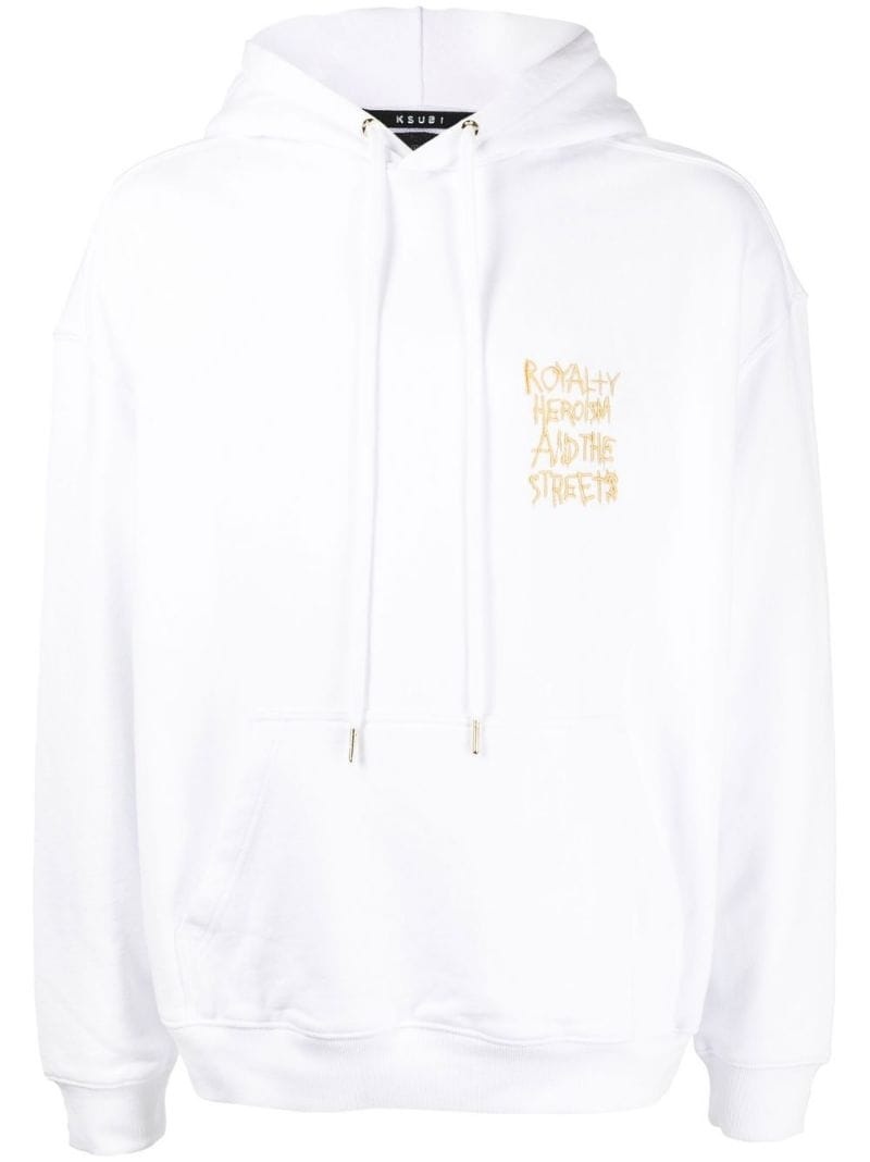 slogan-embroidered hoodie - 1
