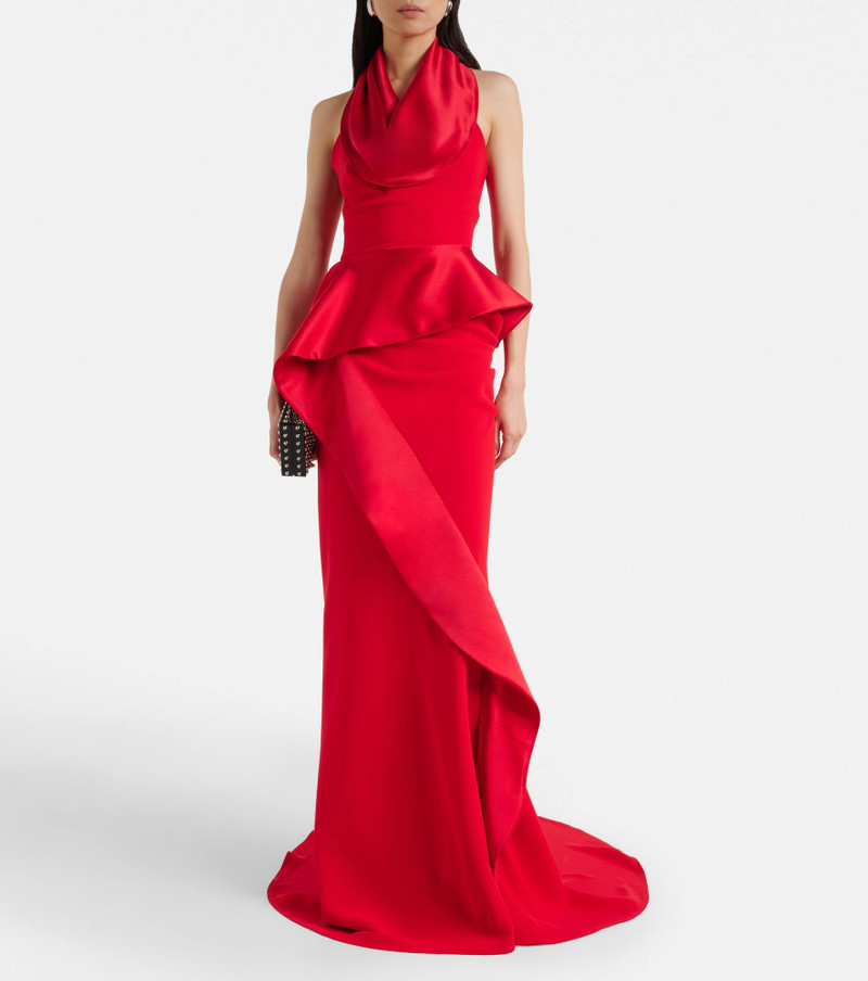 MATICEVSKI Provocateur halterneck peplum satin gown outlook