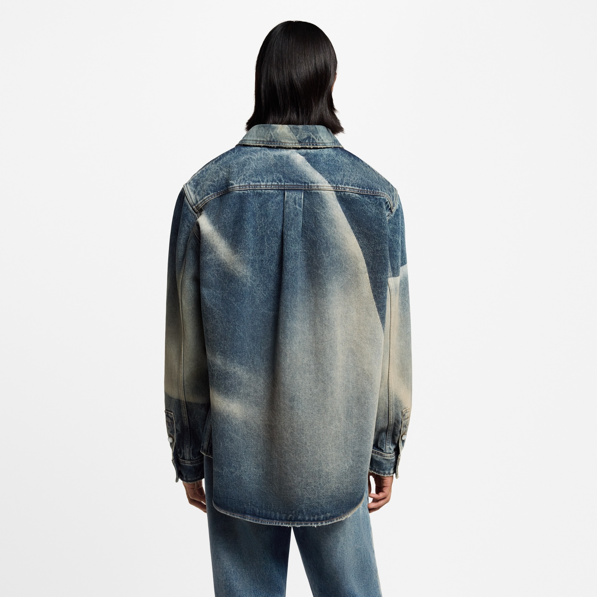Sunfaded Effect Denim Long-Sleeved Shirt - 5
