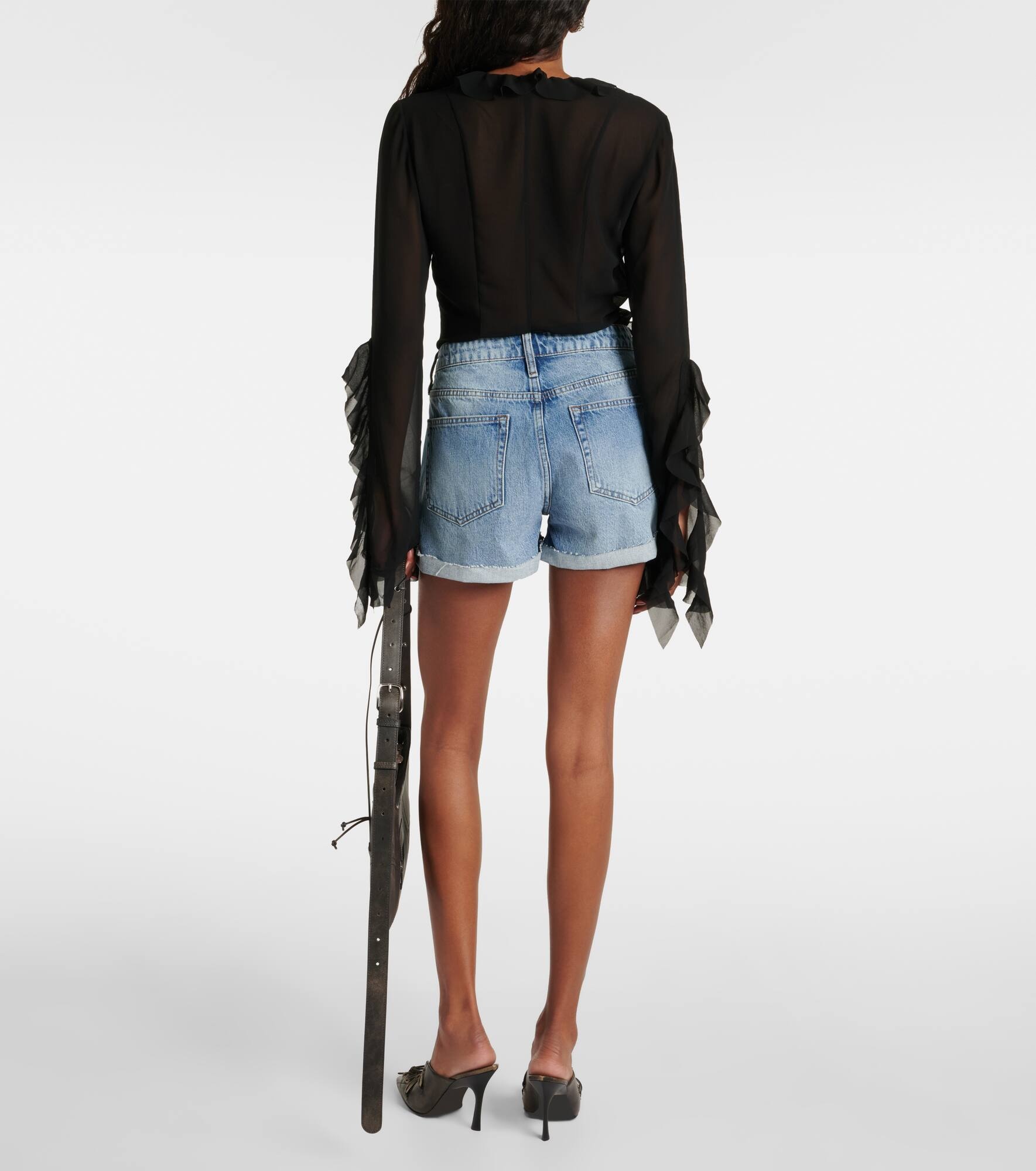 Le Grand Garçon high-rise denim shorts - 3