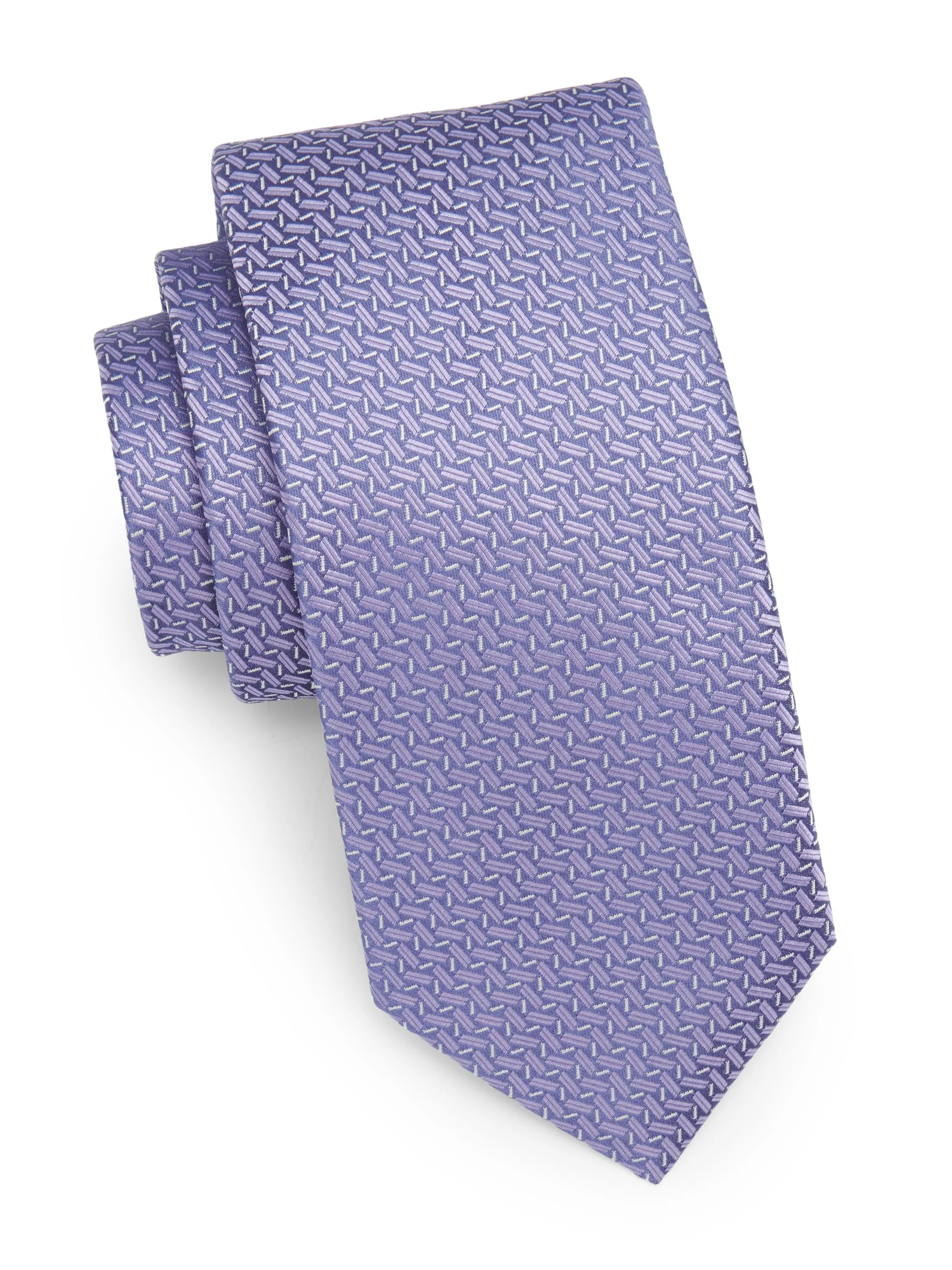 Men's Zigzag Woven Silk Tie - Purple - 1