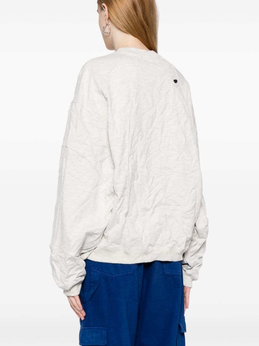 Edca logo-appliquÃ© crinkled sweatshirt - 4