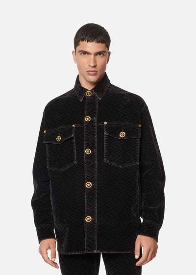 VERSACE La Greca Print Denim Jacket outlook