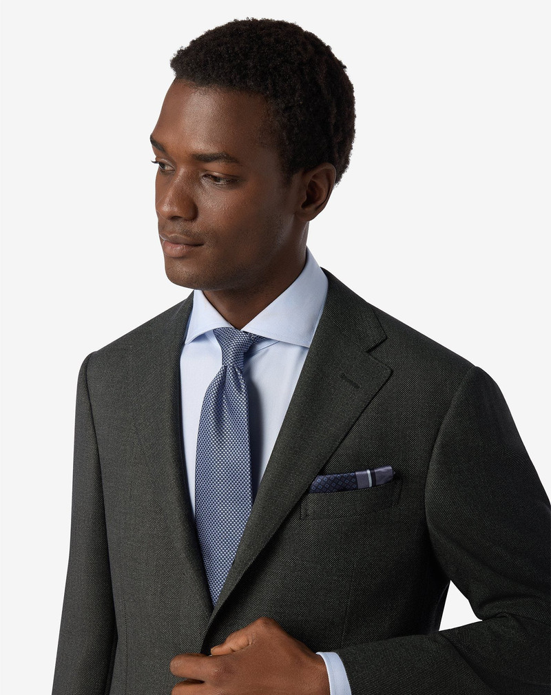 CORNELIANI Blue pure silk tie with houndstooth pattern outlook