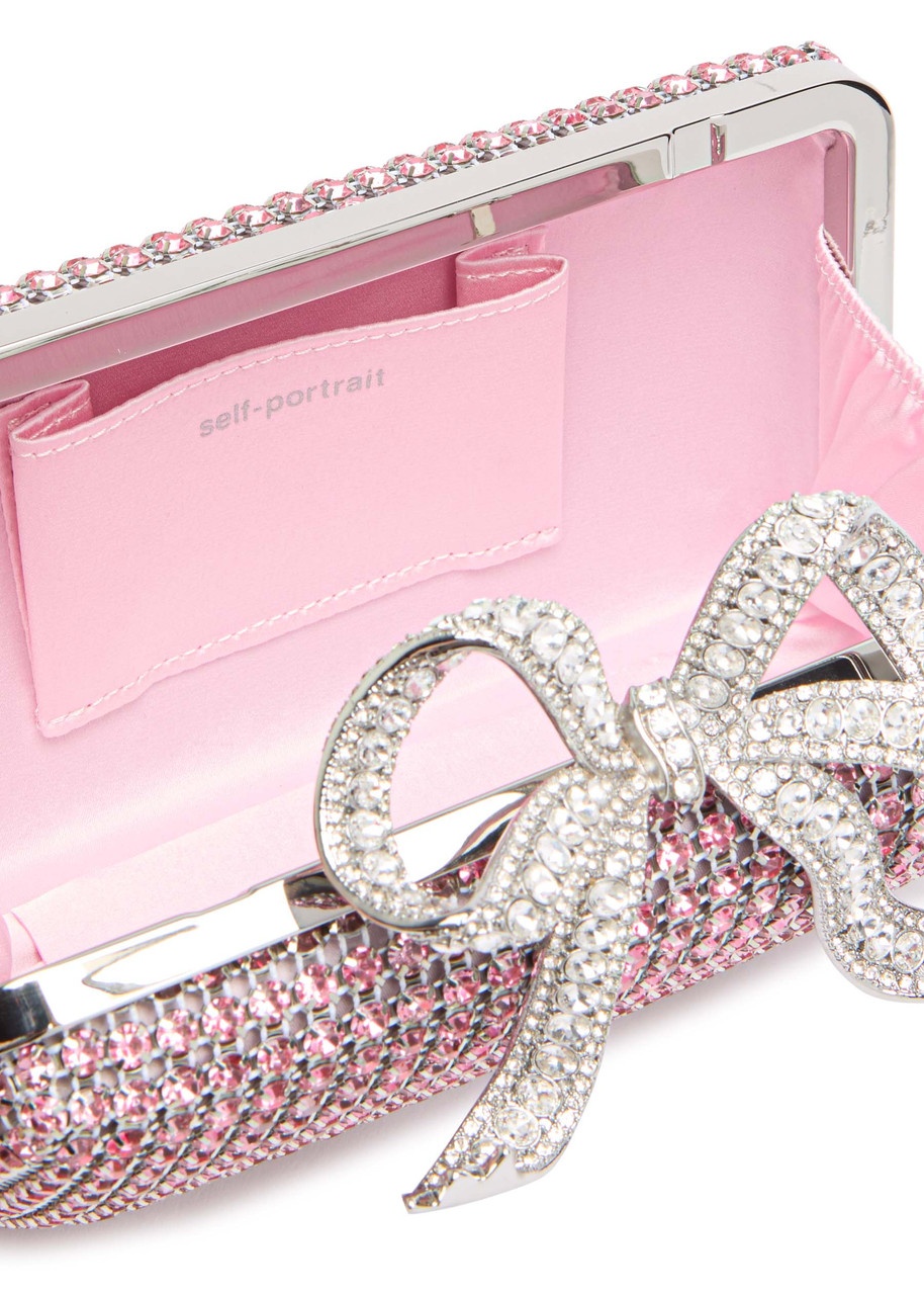 Self-portrait Crystal-embellished Satin box Clutch - 4