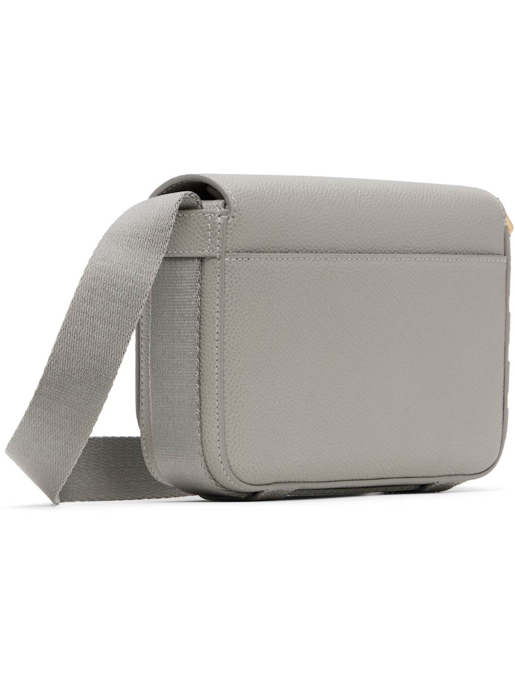 Gray 4-Bar Pebble Grain Small Reporter Bag - 3