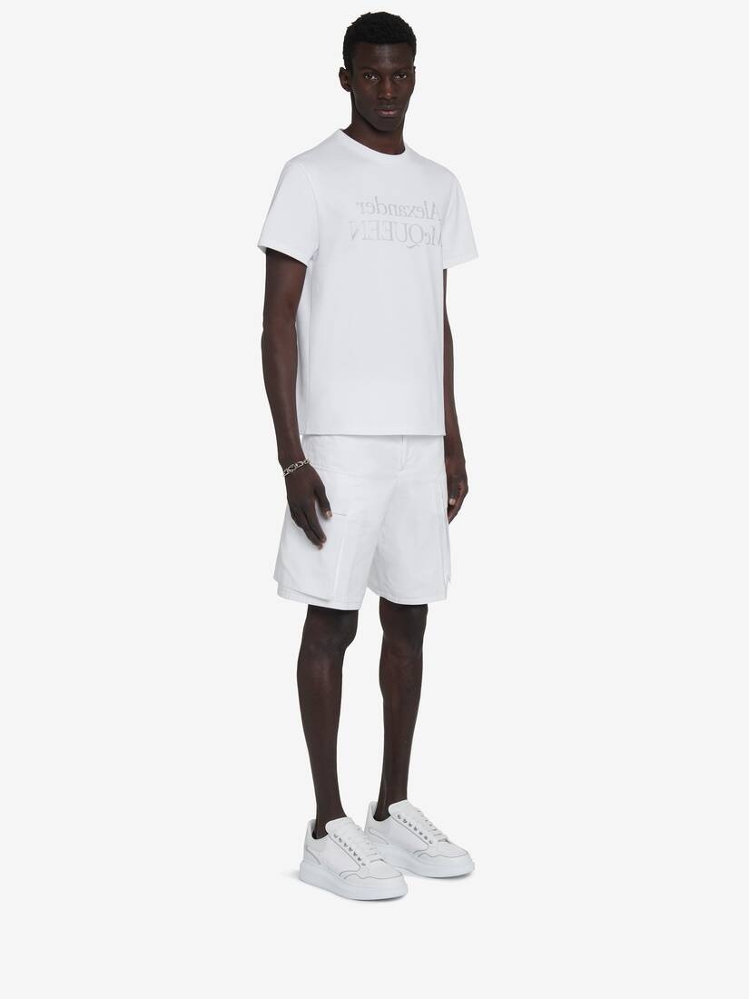 Men's Reflected Logo T-shirt in White - 4