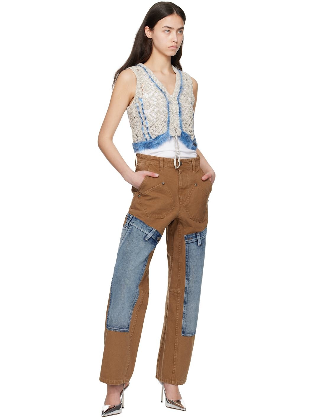 Brown & Blue Re-Make Carpenter Jeans - 4