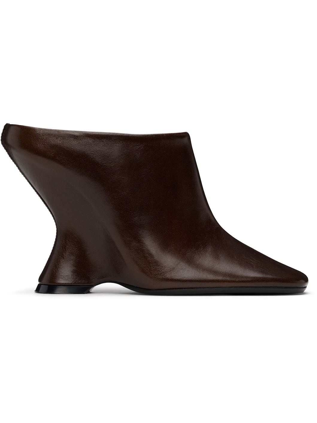 Tan Leather Wedge Mules - 1