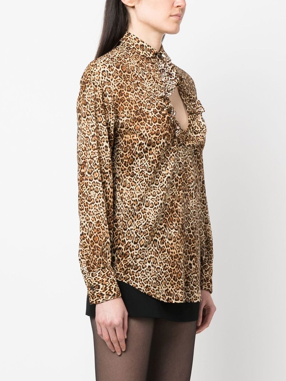 leopard-print cut-out blouse - 3