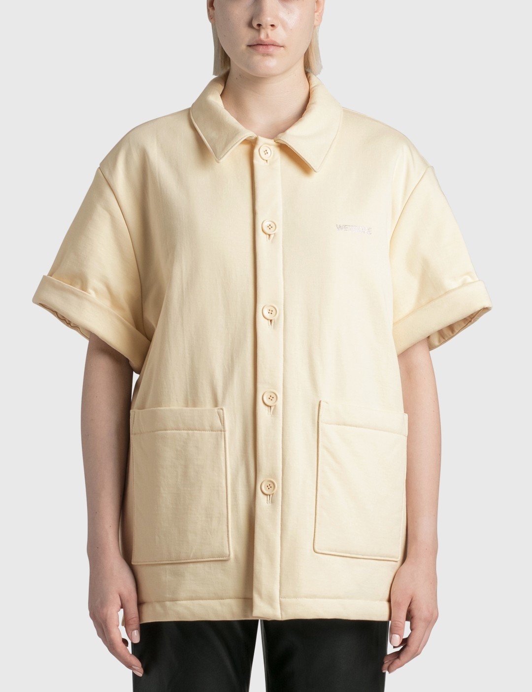 IVORY PADDED SHORT SLEEVE SHIRT - 1