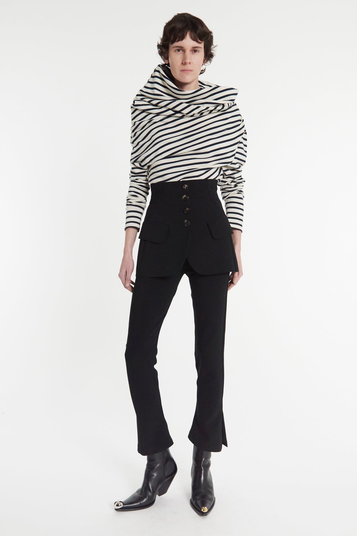 SLIM LEG TROUSER WITH BASQUE DETAIL BLACK - 7