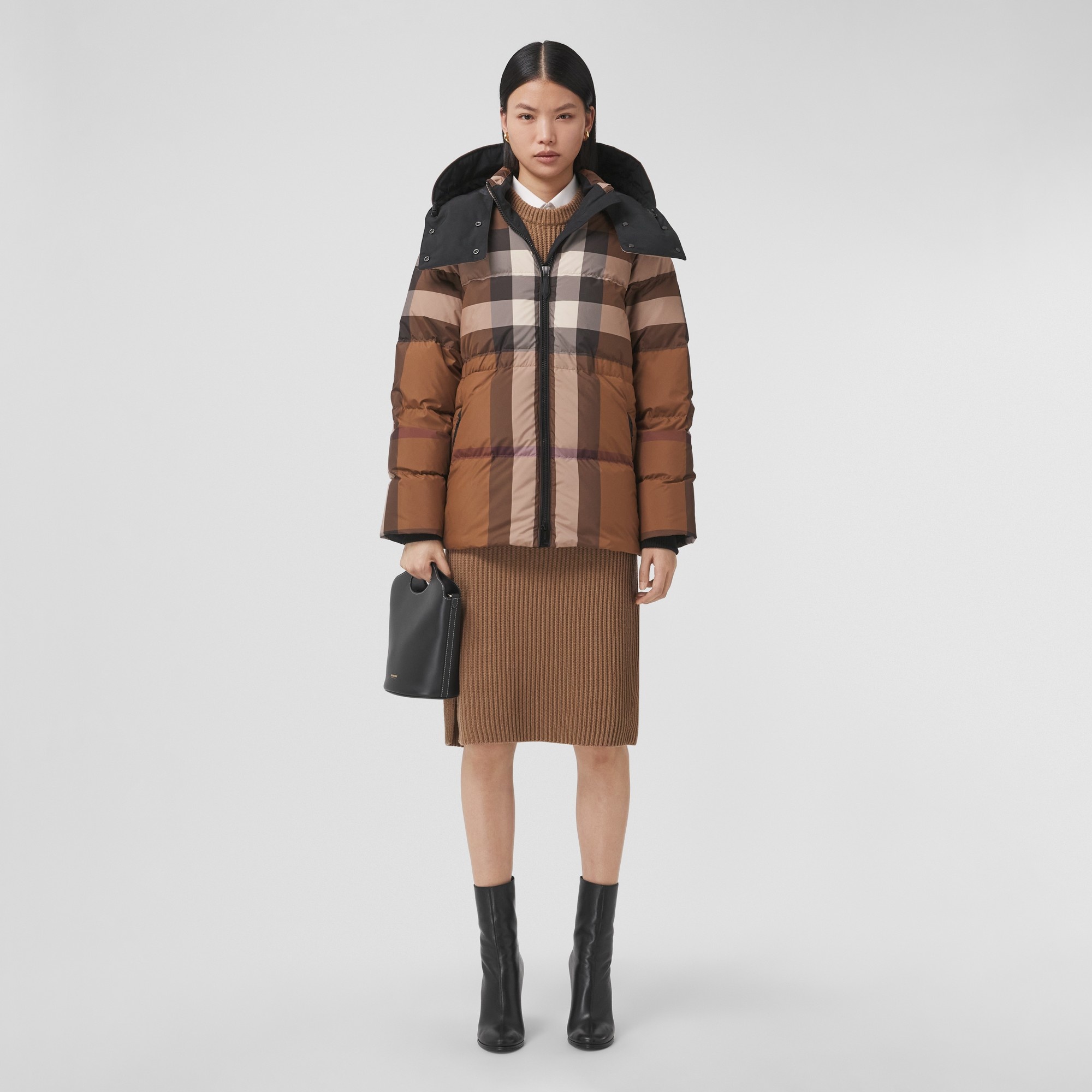 Detachable Hood Check Puffer Jacket - 6