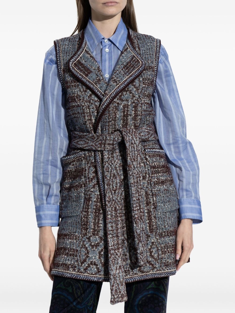 patterned-jacquard gilet - 3