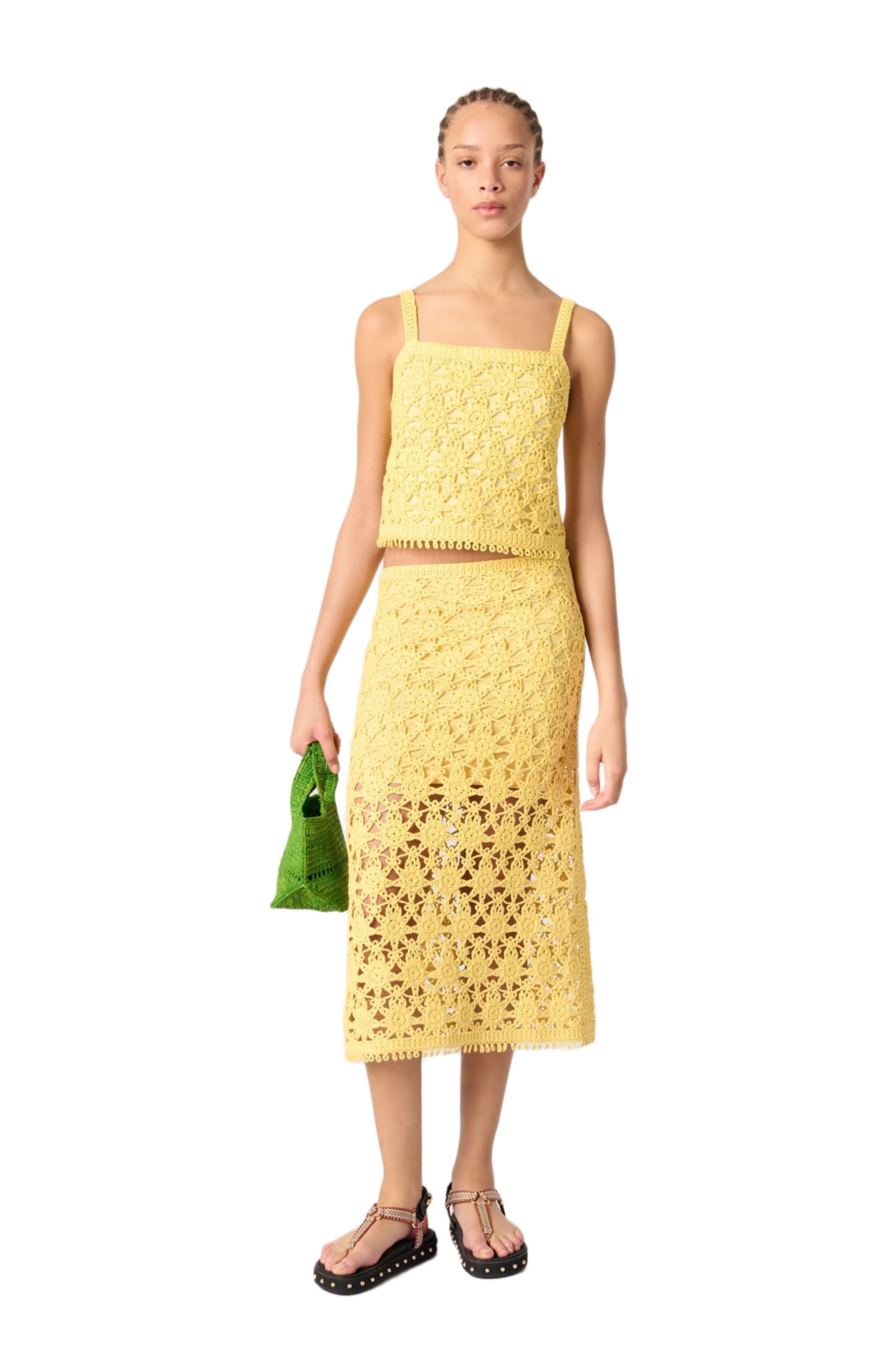 maje Crochet maxi skirt in Yellow Banana at Nordstrom - 1