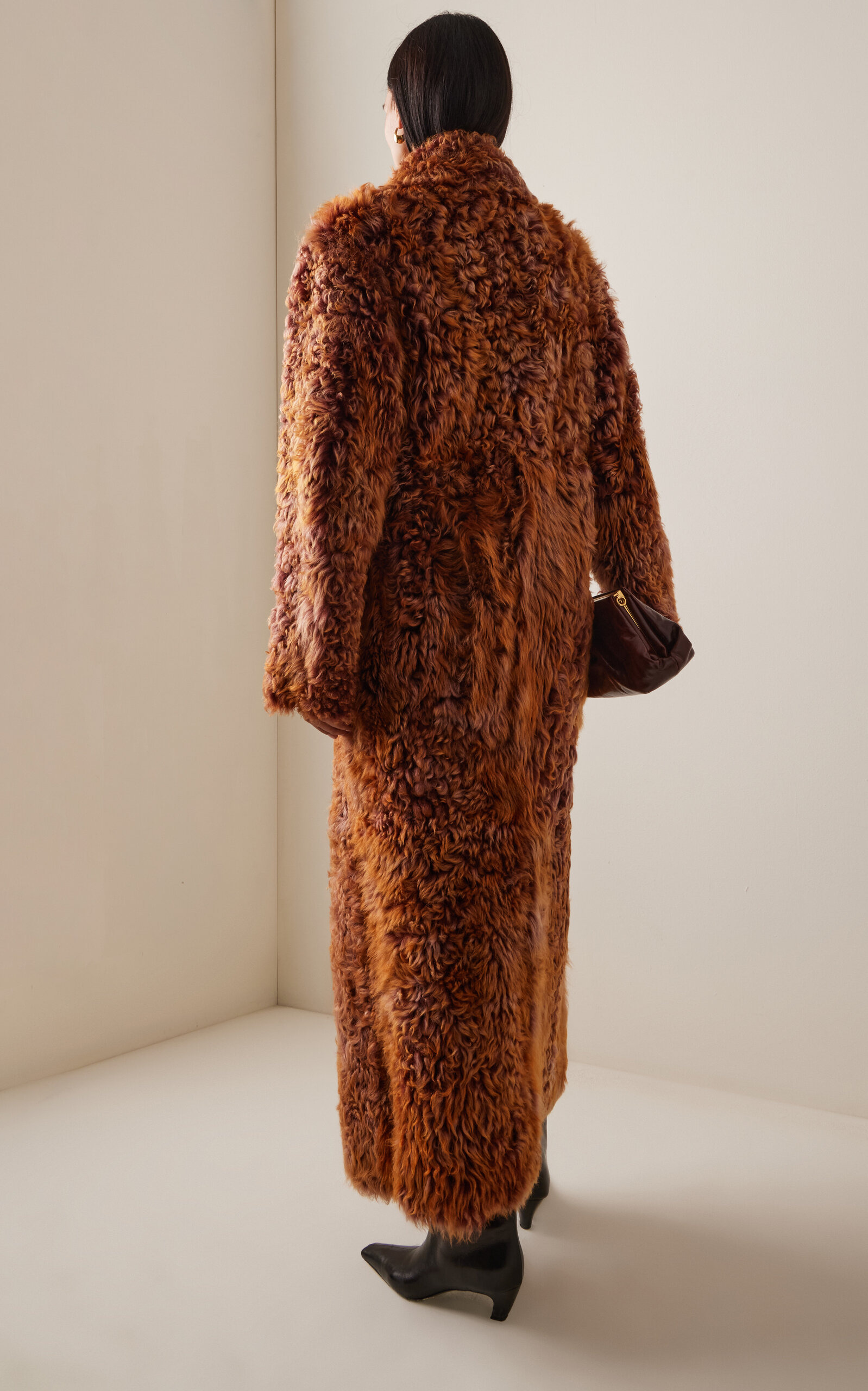Ceryse Shearling Long Coat brown - 4