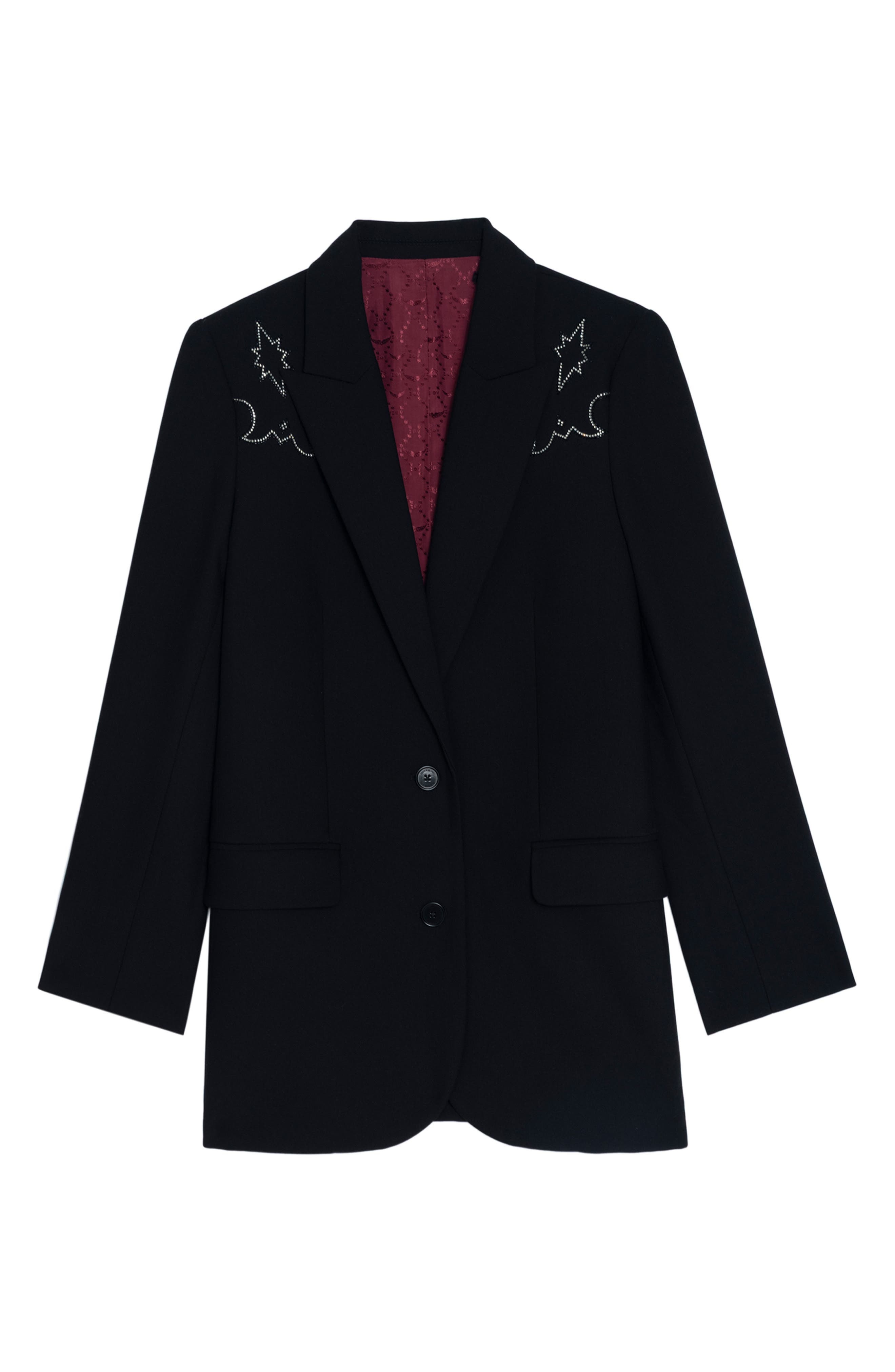 Zadig & Voltaire Viva Rhinestone Detail Jacket in Black at Nordstrom - 5