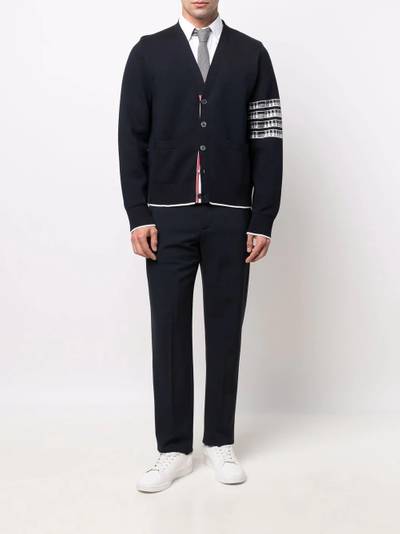 Thom Browne plane-motif 4-Bar V-neck cardigan outlook