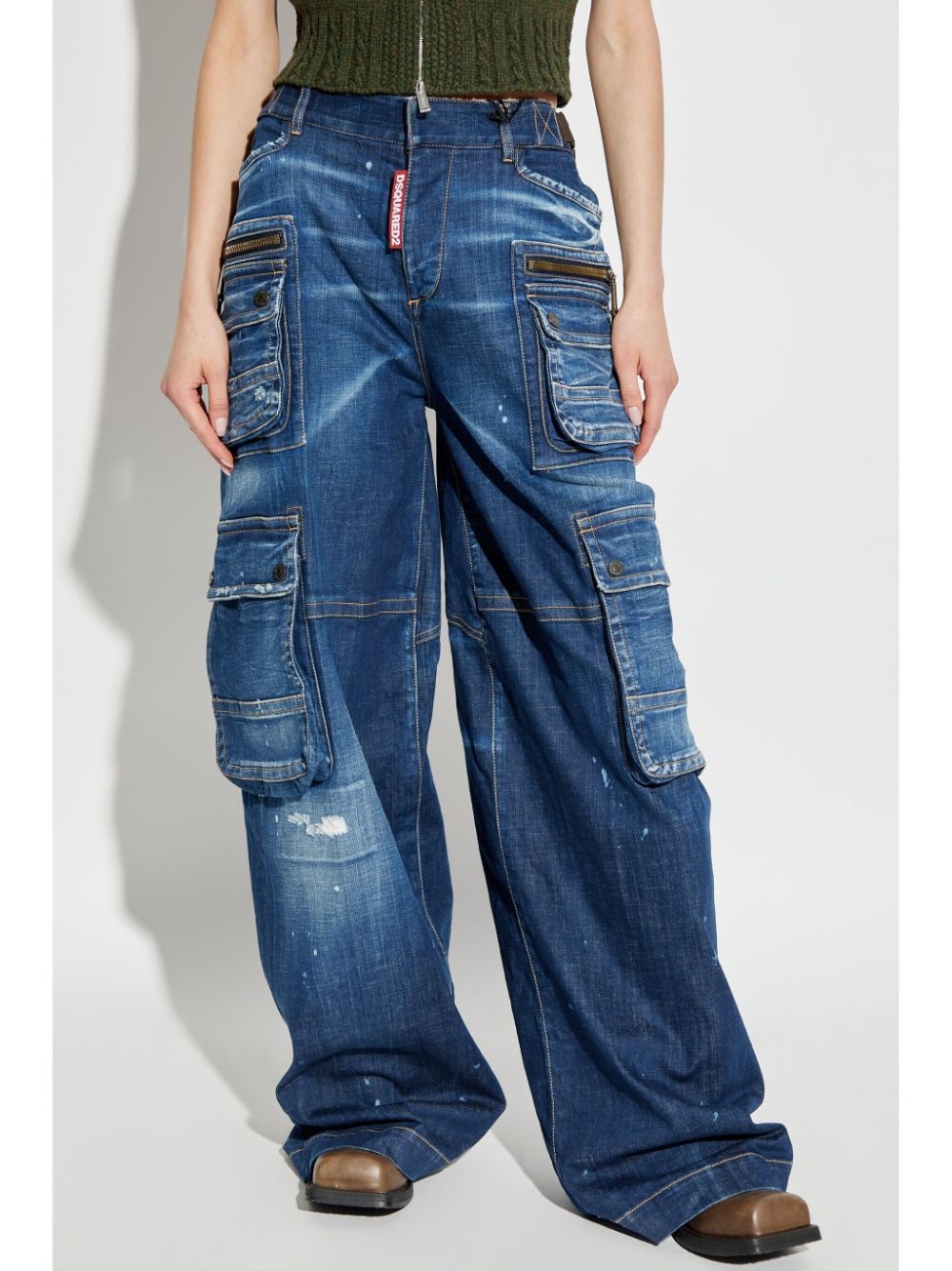 wide-leg cargo jeans - 3