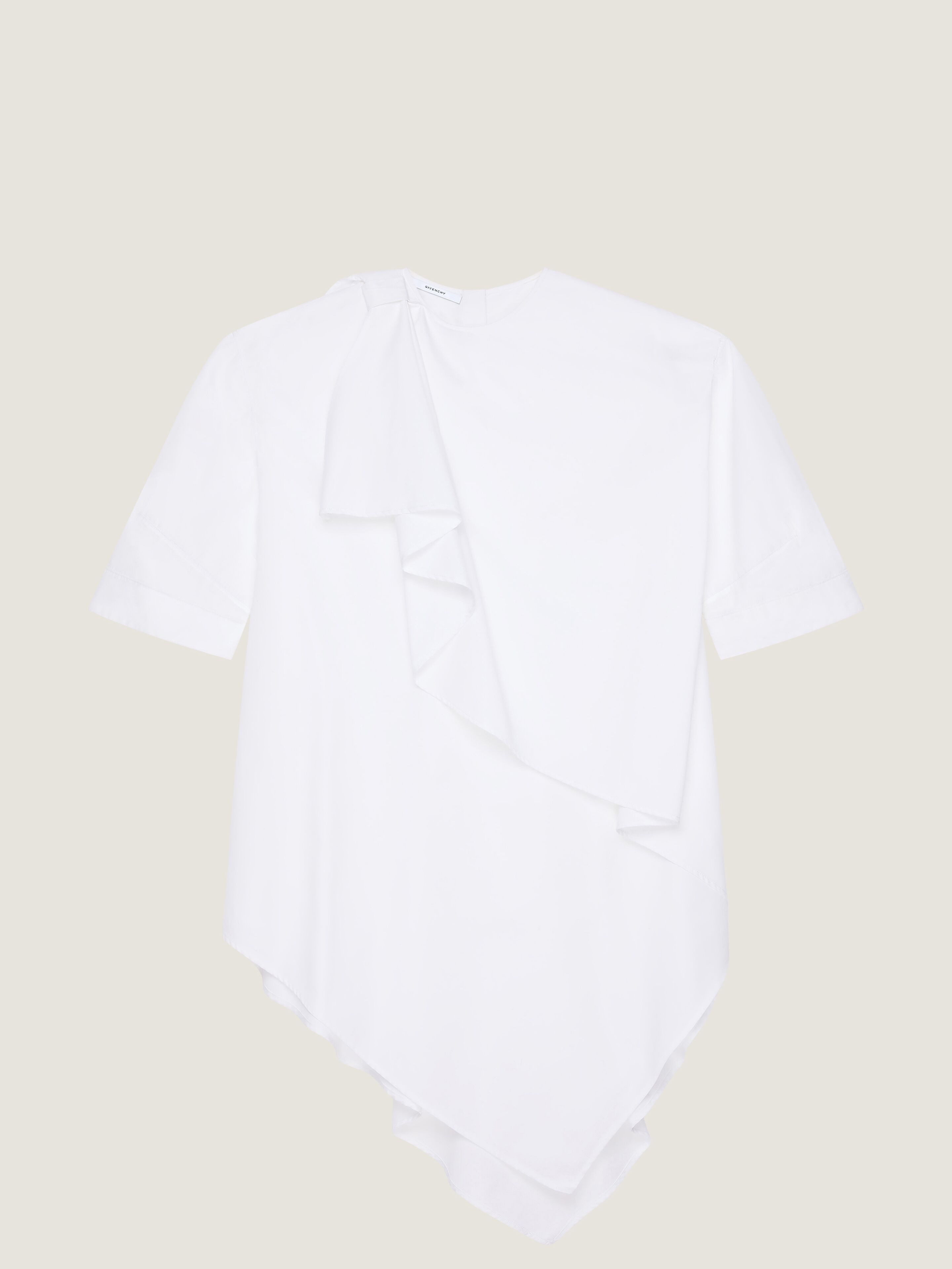 ASYMMETRIC SHIRT DRESS IN COTTON POPLIN WITH BOW DETAIL - 1