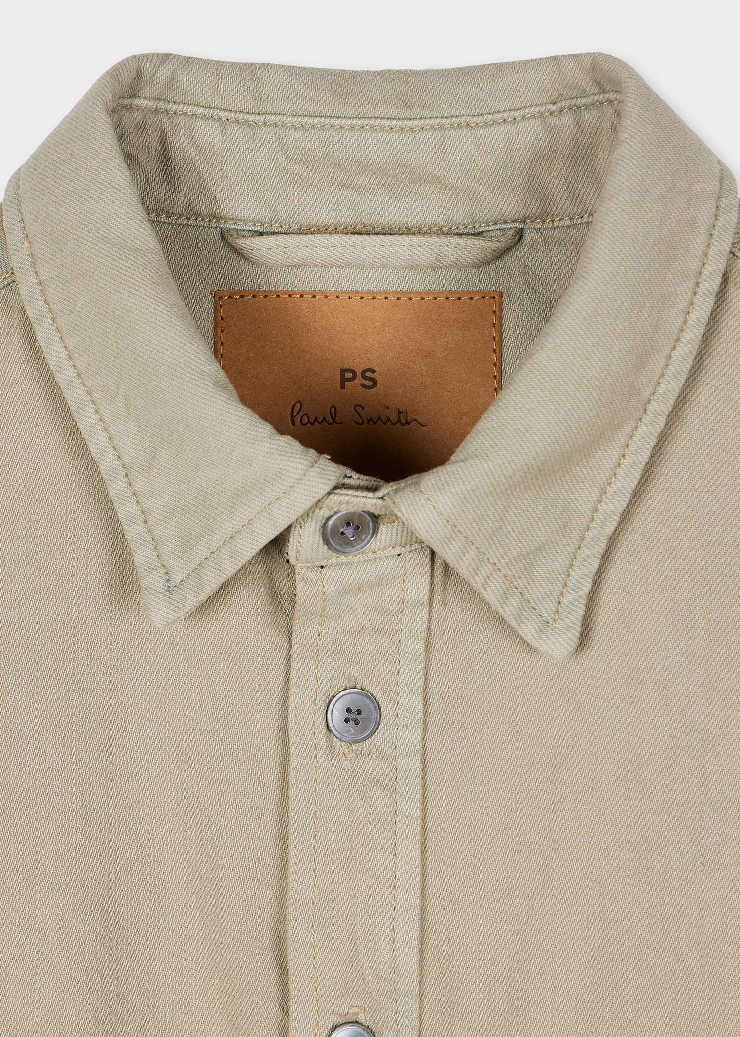 Beige Bleached Denim Shirt Jacket - 2
