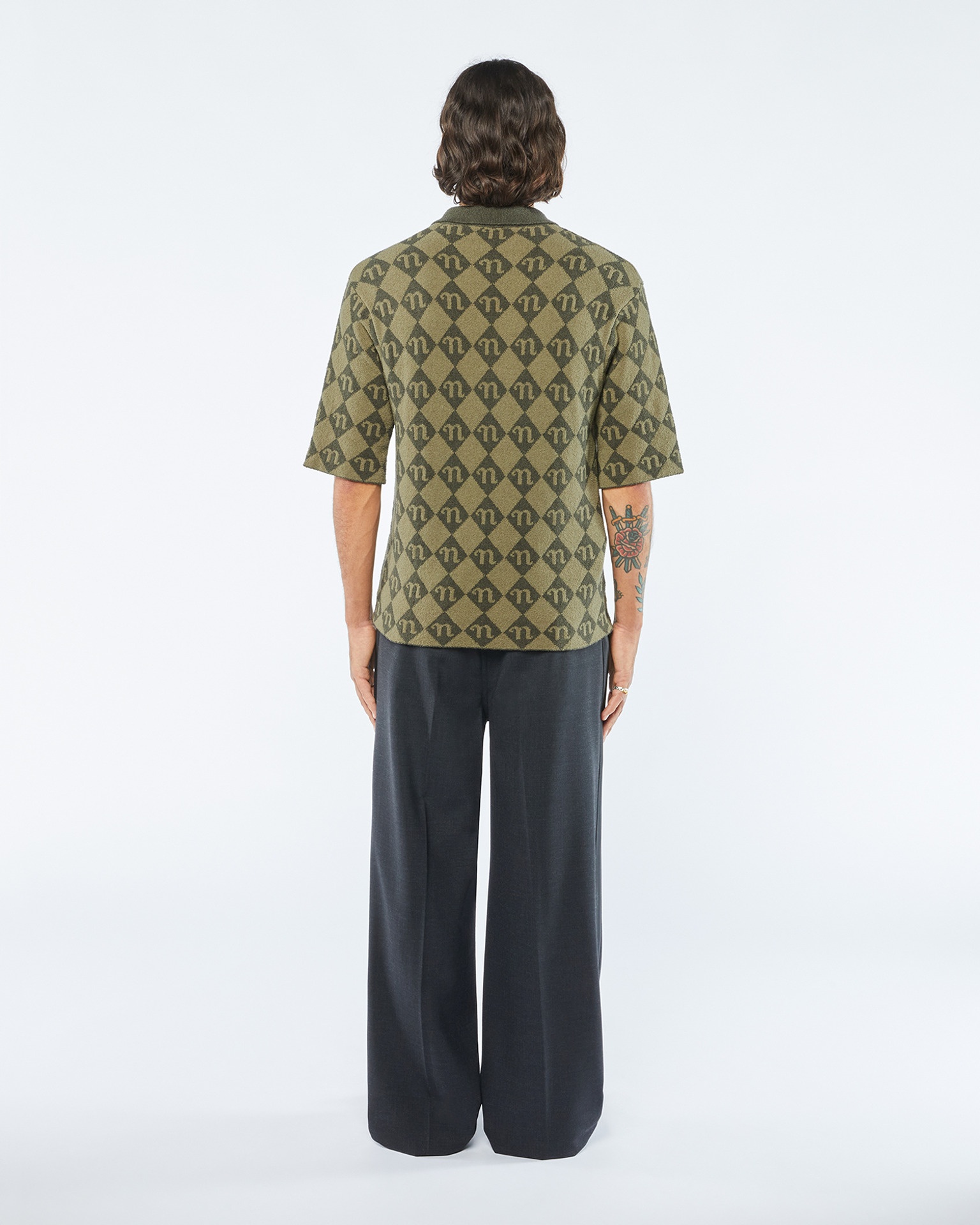 CARVER - Terry-knit polo shirt- Asphalt/khaki - 4