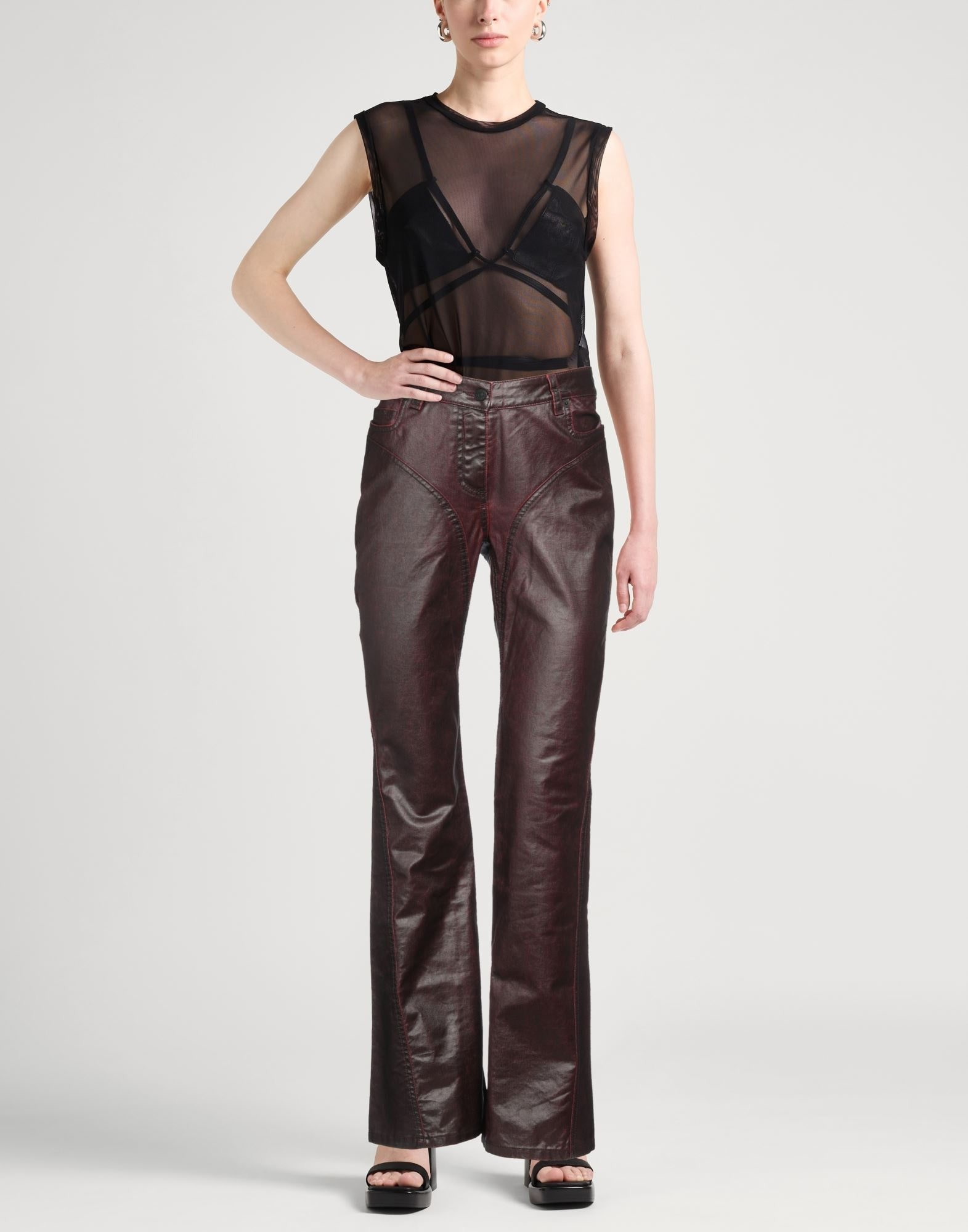 Burgundy Women's Casual Pants - 2