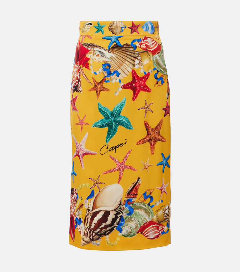 Capri printed silk-blend midi skirt - 1