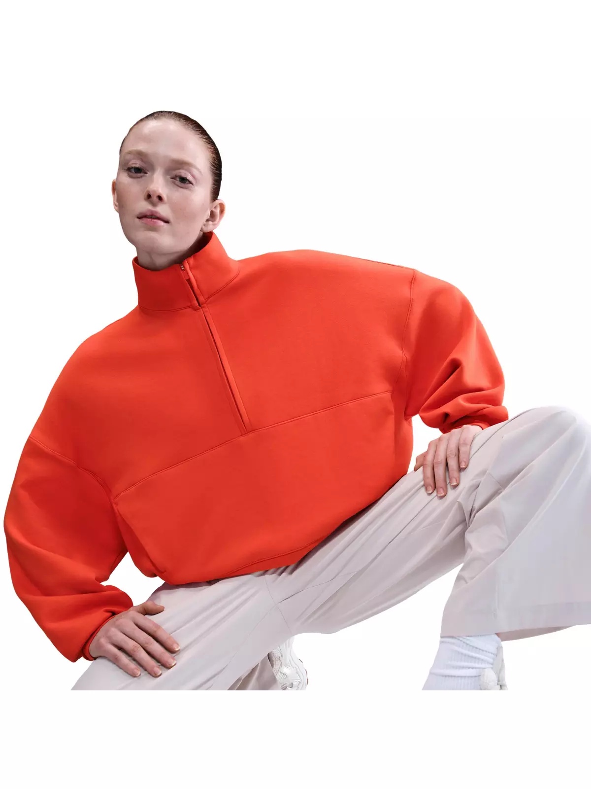 Women's 24.7 ImpossiblySoft Dri-FIT Oversized 1/2-Zip Top -Red - 3