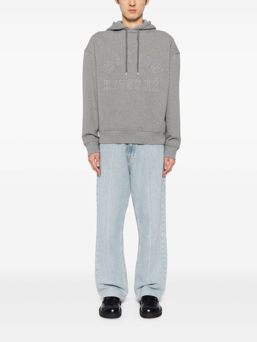 logo-embroidered cotton hoodie - 2