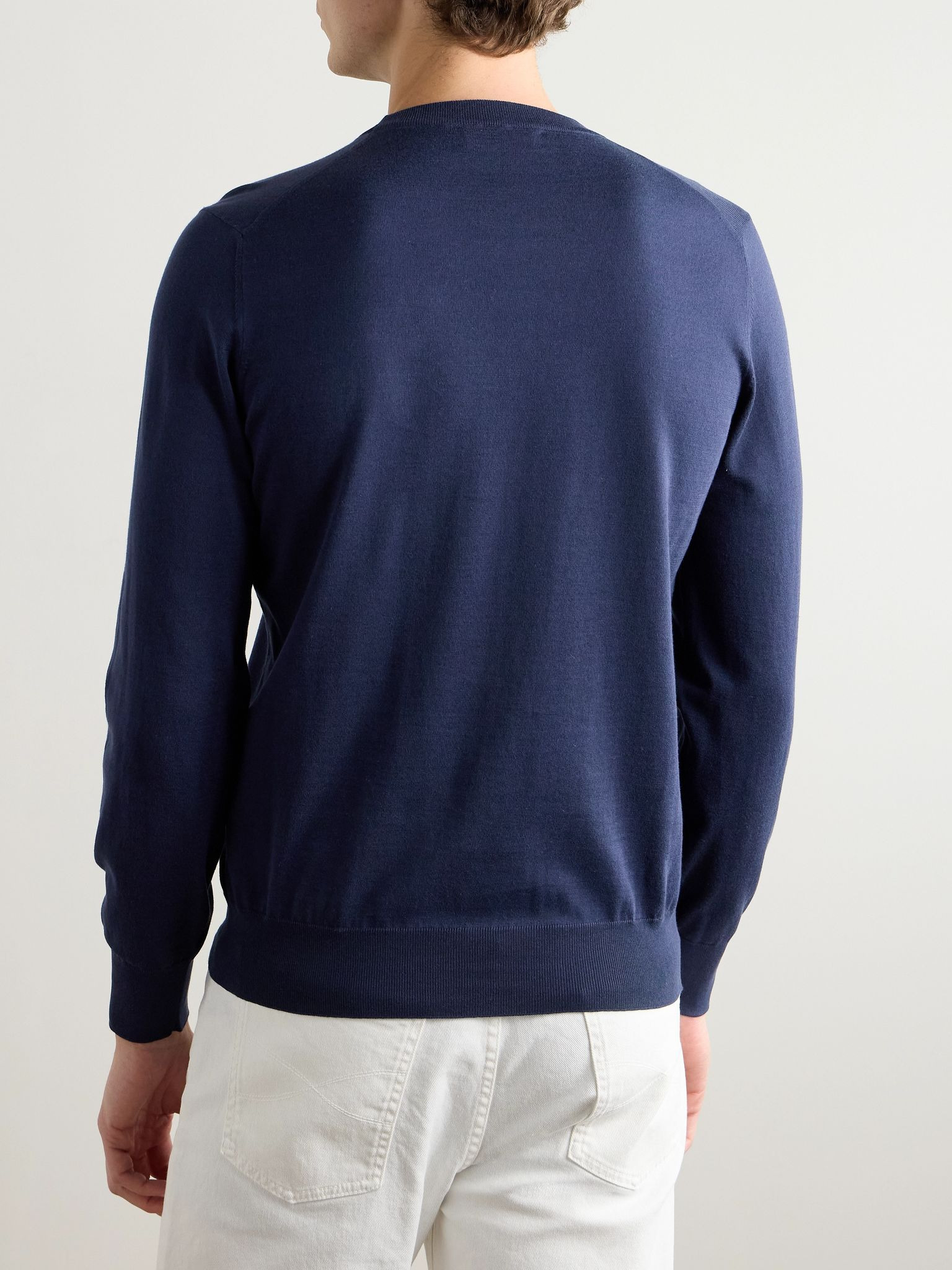 Logo-Embroidered Cotton T-Shirt Navy - 3