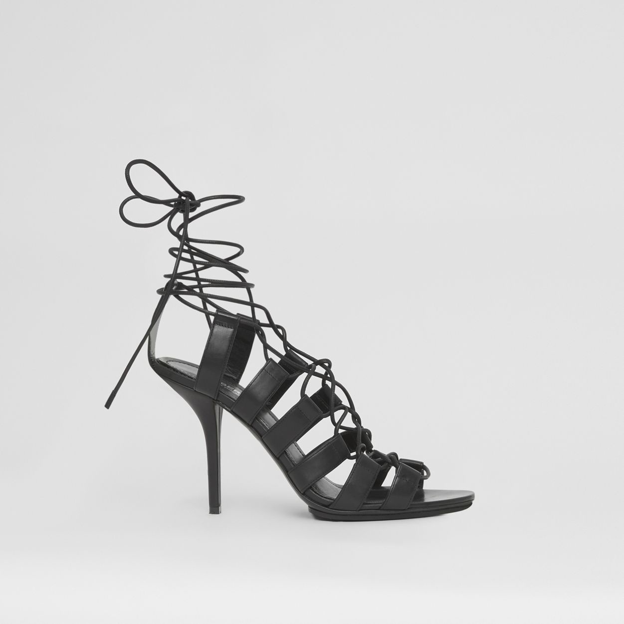 Cut-out Leather Laced Stiletto-heel Sandals - 1