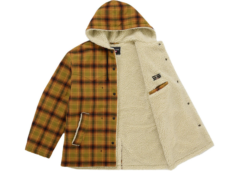 Supreme Supreme Number (N)ine Faux Shearling Hooded Coat Brown outlook