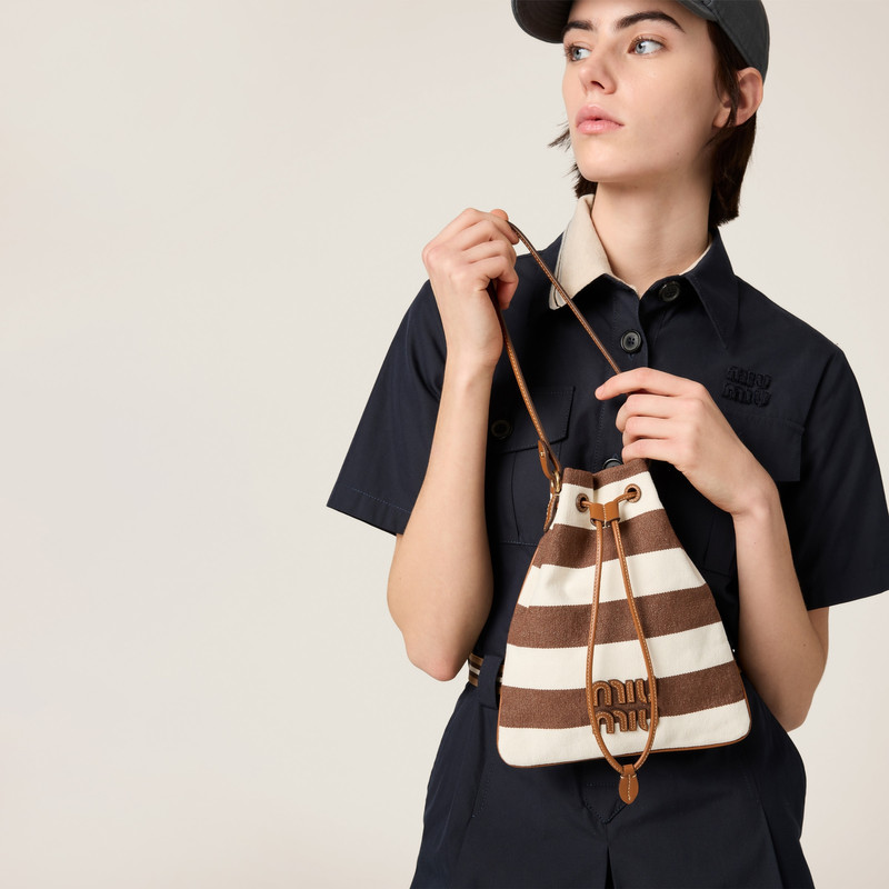 Miu Miu Striped fabric drawstring pouch outlook