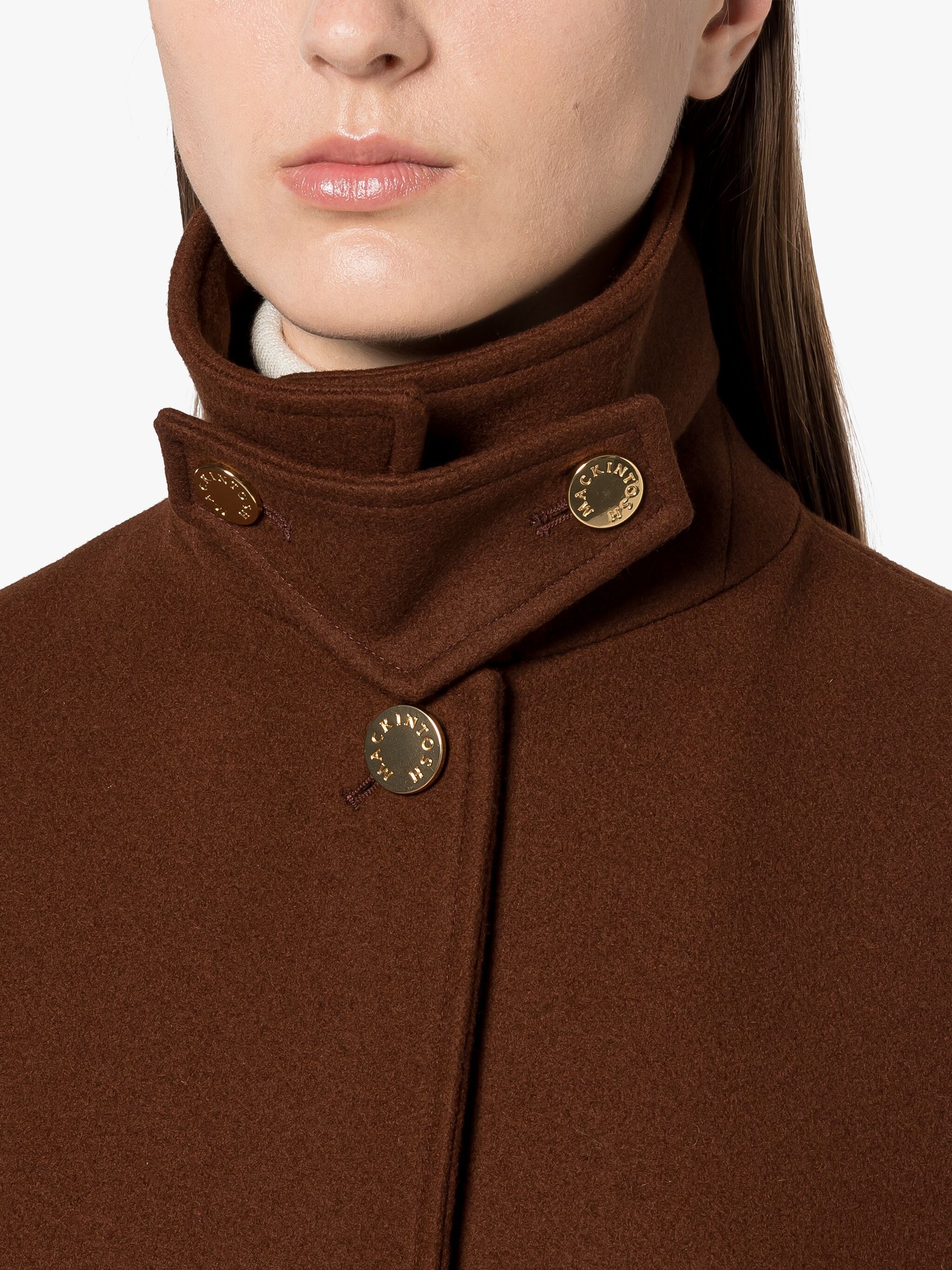 BANTON BROWN WOOL 3/4 COAT - 5