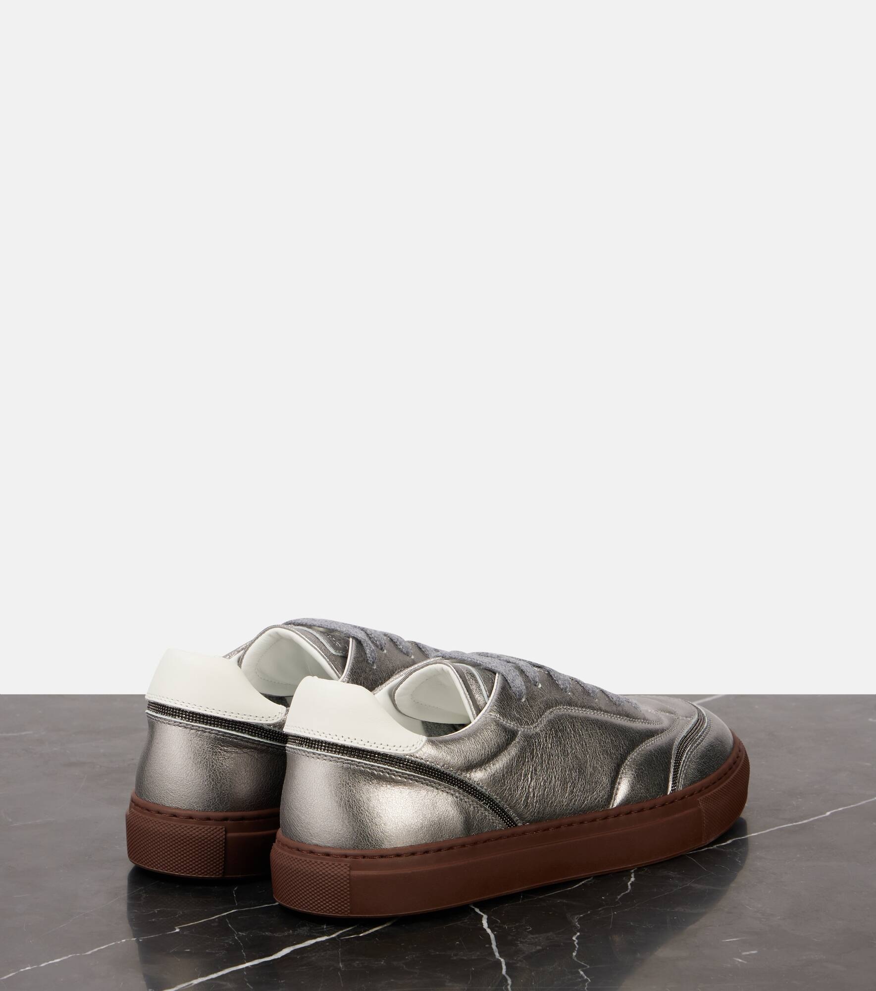 Metallic leather sneakers - 2