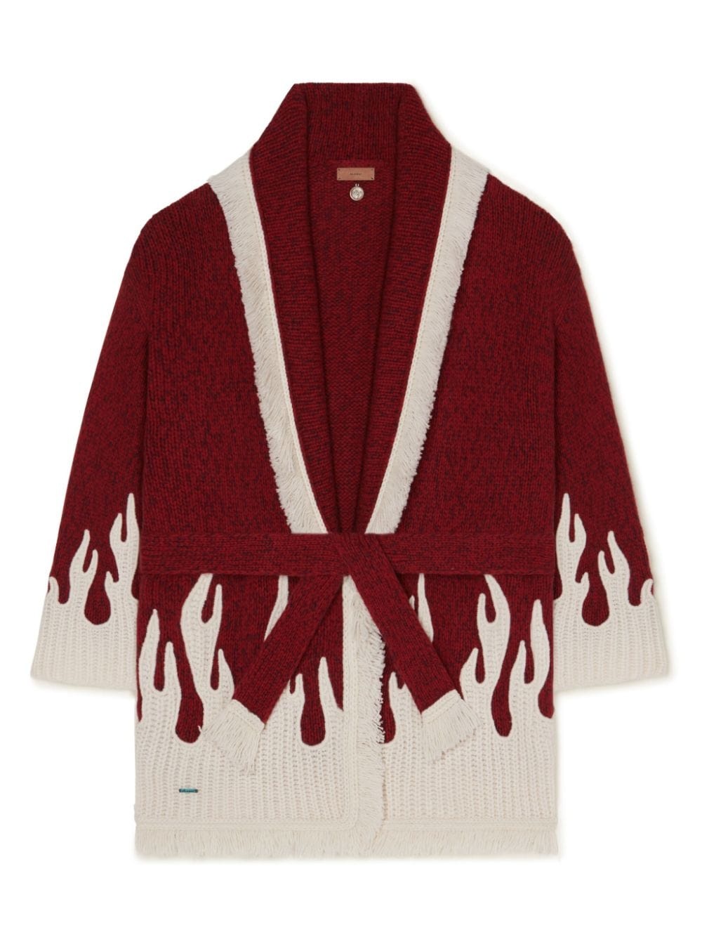 flame-motif wool-blend cardigan - 7