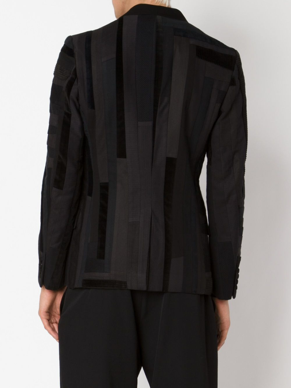 stripped patchwork blazer - 4
