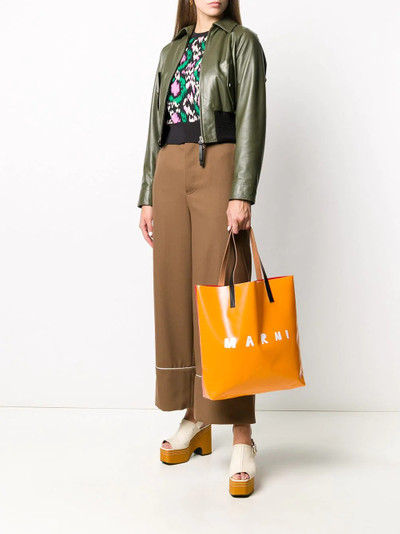 Marni two-tone logo print tote outlook