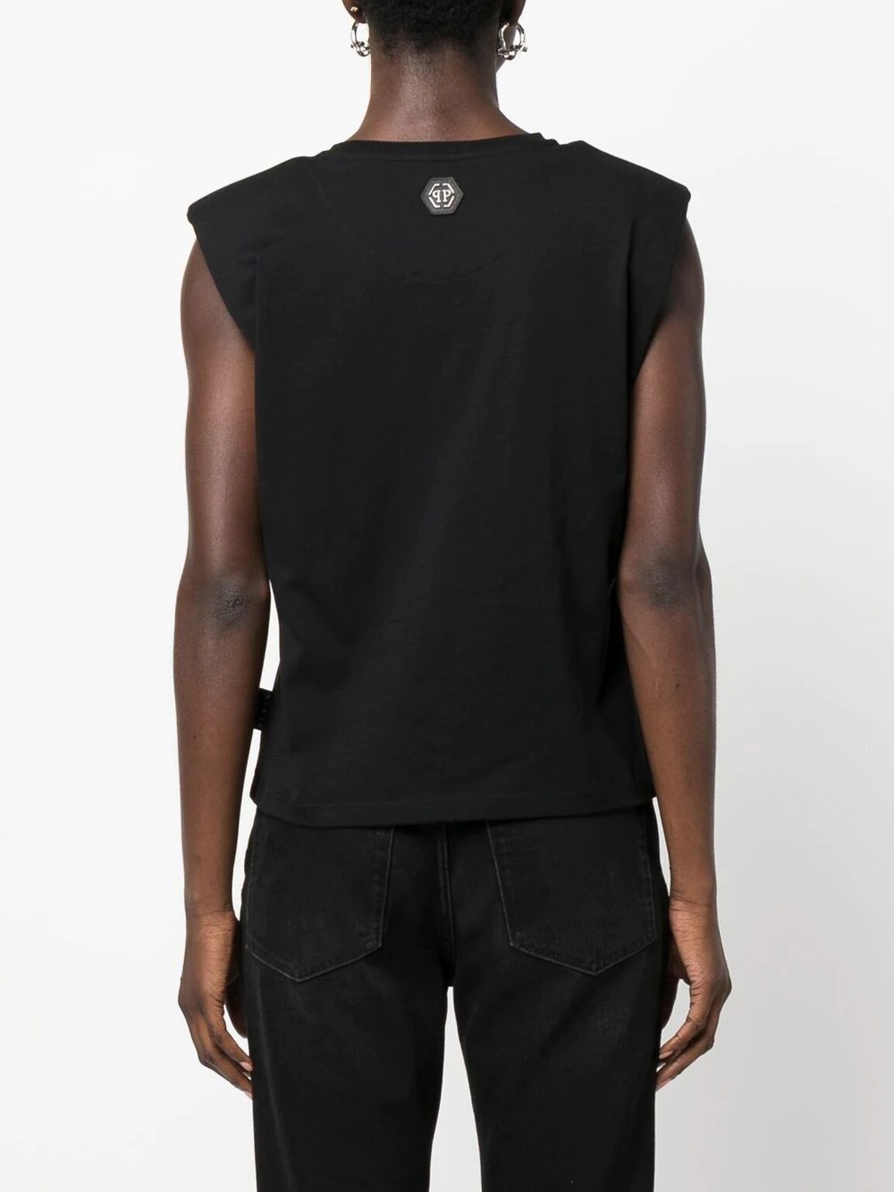 embellished-logo sleeveless T-shirt - 4