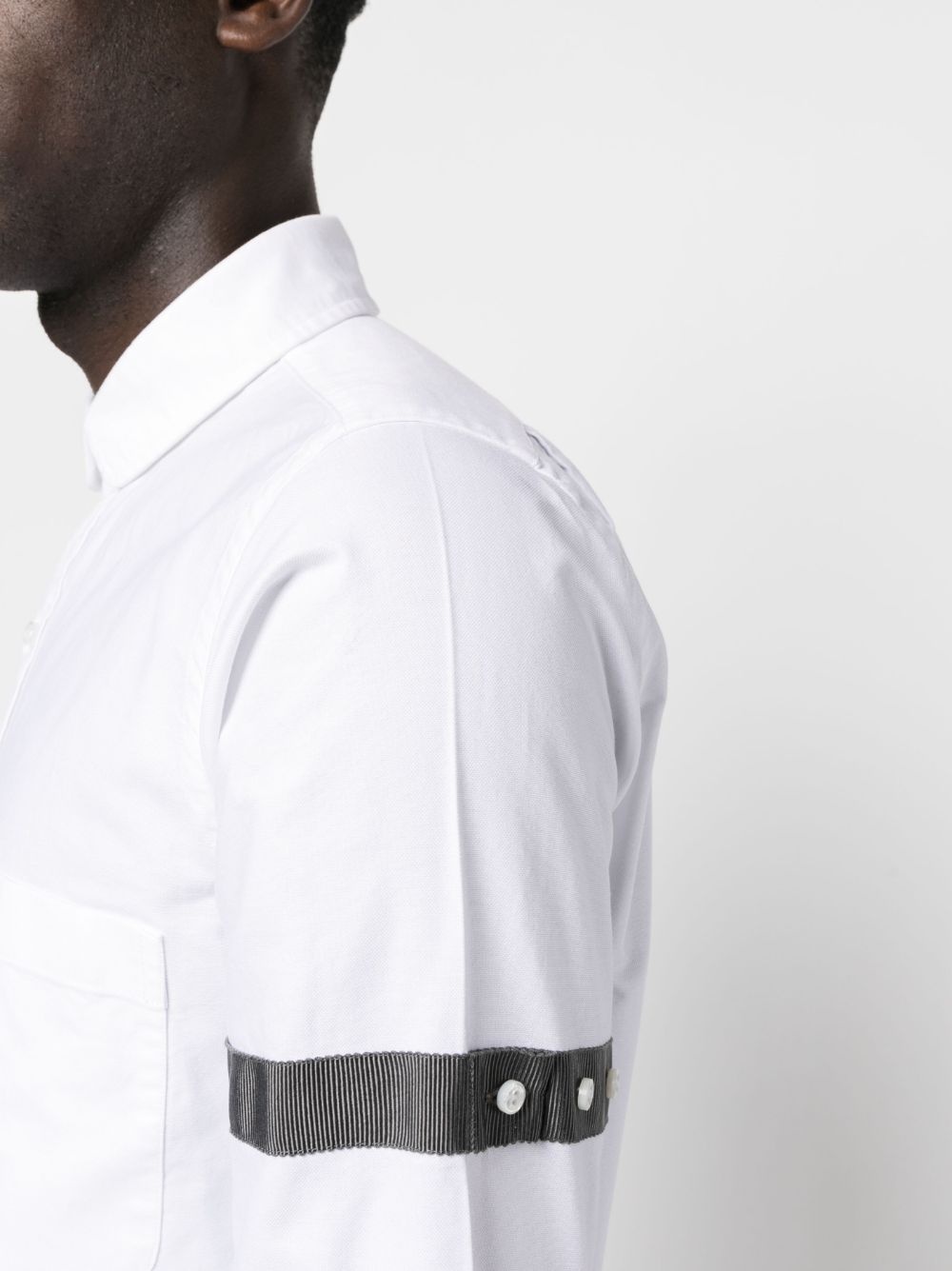 grosgrain-armband cotton shirt - 5