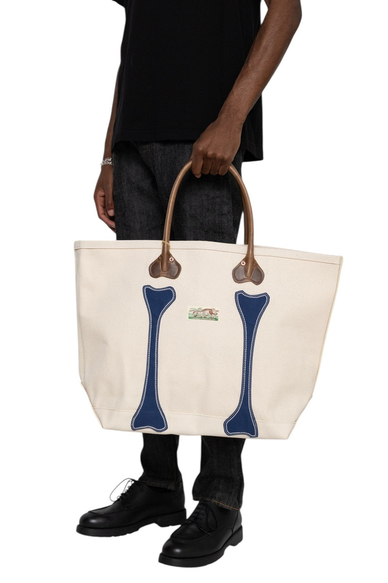 Kapital #4 Canvas KOTSU KOTSU TOTE BAG M - Ecru x Navy outlook