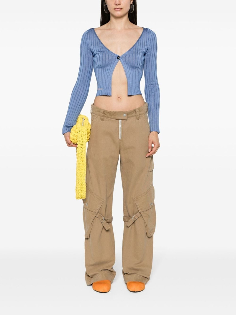 Marni embroidered-logo ribbed-knit cardigan outlook