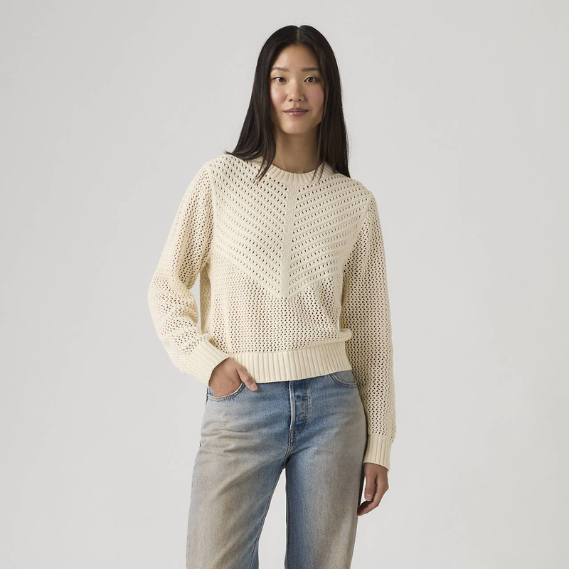 GAELLE LONG-SLEEVE CROCHET PULLOVER 3